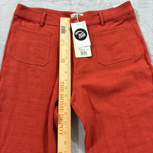 Anthropologie See U Soon Linen Blend Pants 42 (32W)  Wide Leg‎ Orange NWT Womens - Picture 8 of 11